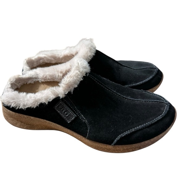 Taos future black suede faux fur slip on mule clogs shoes 9 - Picture 3 of 9
